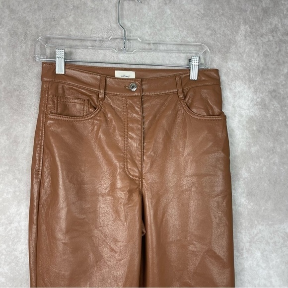 Wilfred The Melina High-Waisted Vegan Leather Pants In Cognac Brown Size 4 - Picture 3 of 8